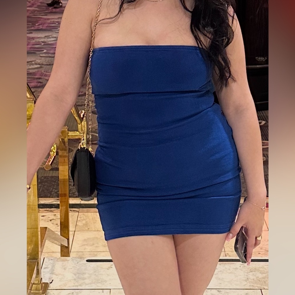 Blue Strapless Mini Dress Size small